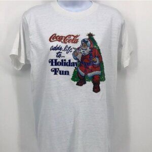 Coca Cola Santa Iron On Single Stitch Tee Shirt Vintage